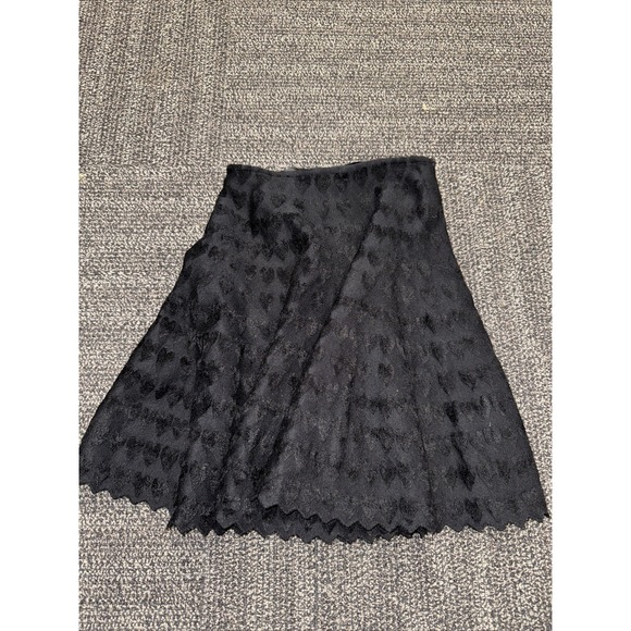 Alaia Knitted Ruched Swing Skirt EUC Hearts Printed